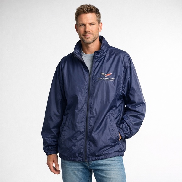 Clique Other - Corvette Museum Logo Windbreaker Jacket Navy Full Zip XXL Lightweight